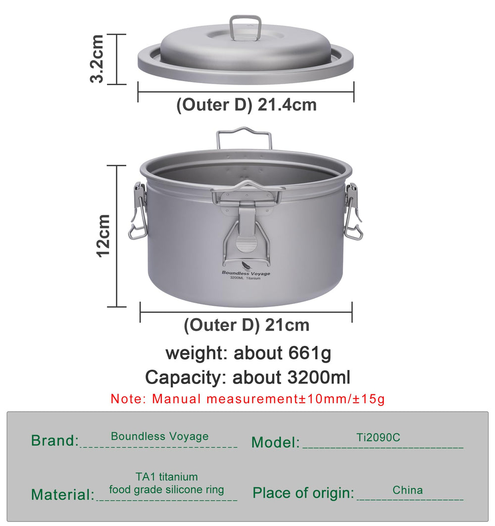 Boundless Voyage Titanium Pot folding handles facilitate compact backpacking.
