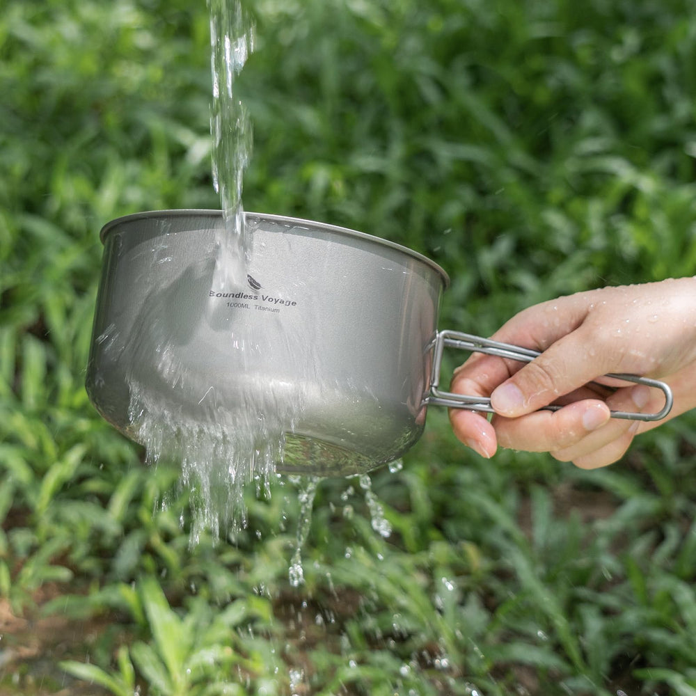 Boundless Voyage titanium pot resists high heat and deformation during rugged use.