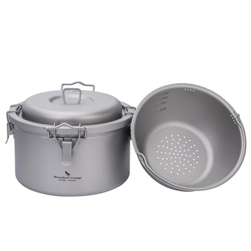Boundless Voyage titanium outer pot 3.2L, durable for rugged outdoor cooking.