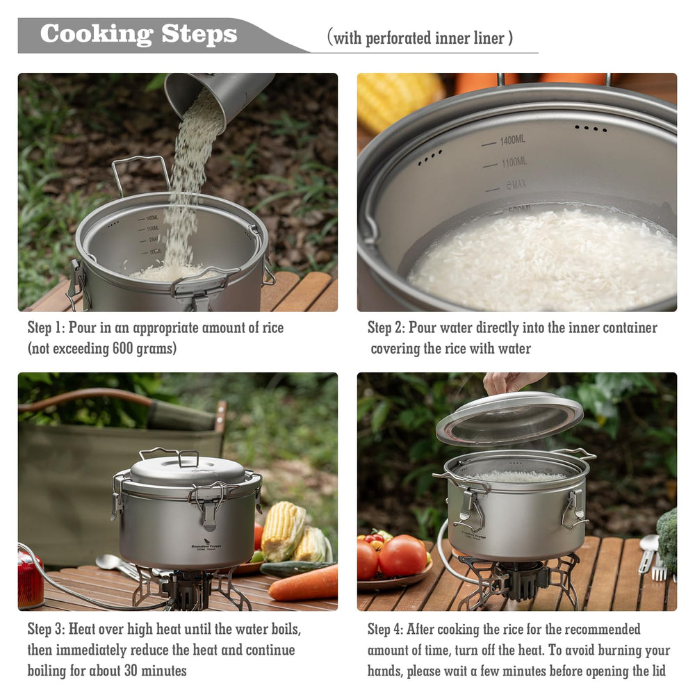 Boundless Voyage rice cooking action, even heating for flavorful results.