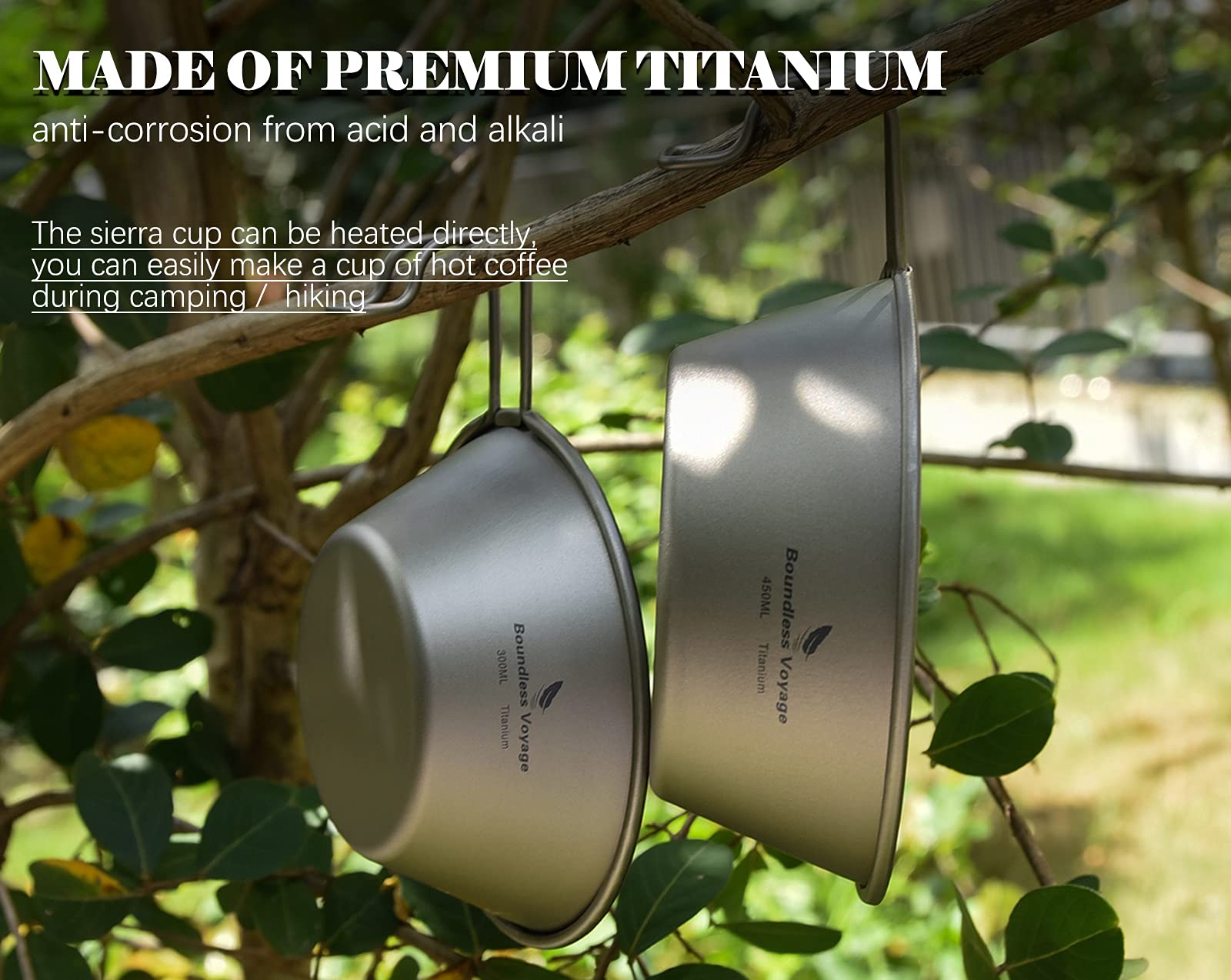 Boundless Voyage Sierra cup direct-heat capability for hot beverages on hikes