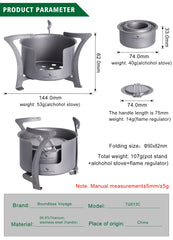 Boundless Voyage titanium stove side profile shows rugged construction for outdoor use.