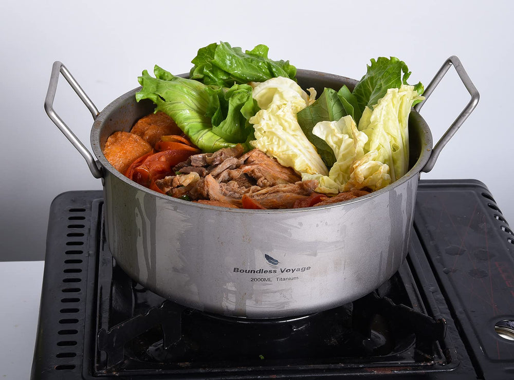 Boundless Voyage 2L lightweight titanium pot weighing about 319g