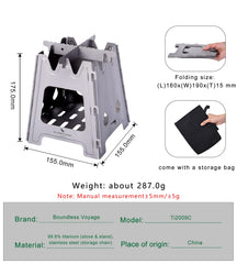 Boundless Voyage titanium stove cross brackets showing stability platform.
