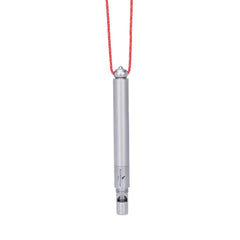 Boundless Voyage titanium survival whistle 4in1 shown in compact pocket form for easy carry during hiking