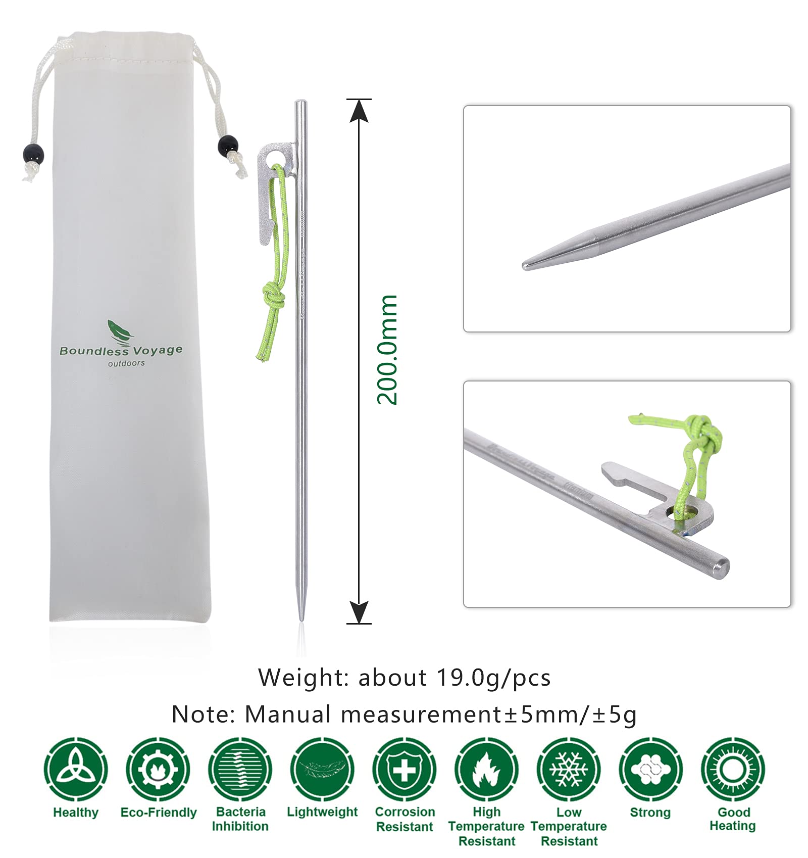 Boundless Voyage titanium tent pegs long-stake design boosts stability on soft ground.