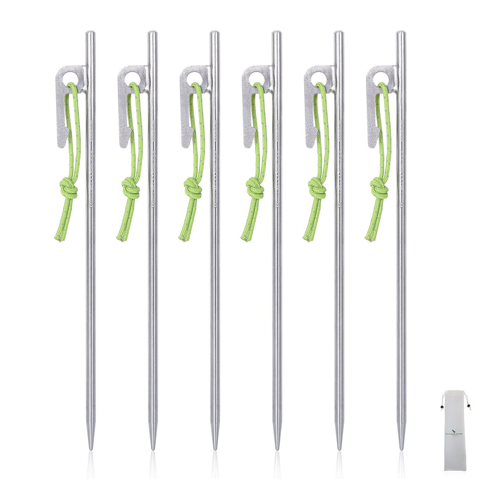Boundless Voyage titanium tent pegs tip aids easy ground penetration and secure setup.