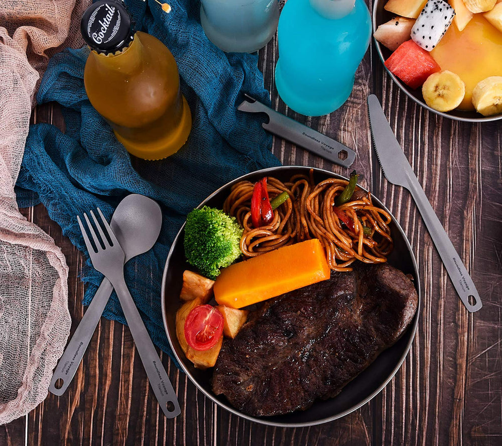 Boundless Voyage travel camping cutlery set – reliable for on-the-go meals.