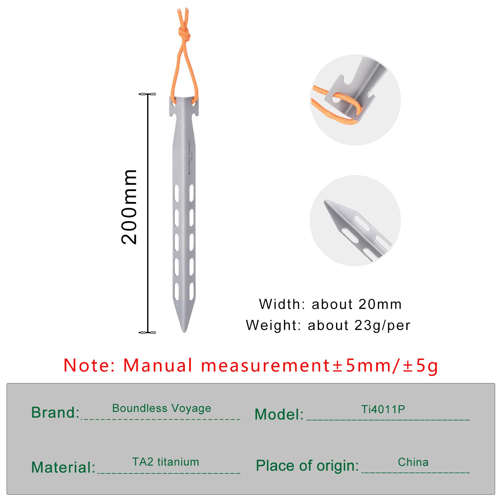 Boundless Voyage ultralight pegs 23g each ideal for backpacking setups