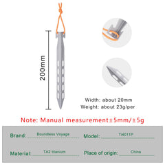 Boundless Voyage ultralight pegs 23g each ideal for backpacking setups