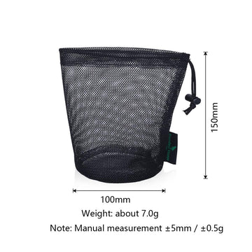 Boundless Voyageo mesh bag with drawstring closure secures contents during activity.