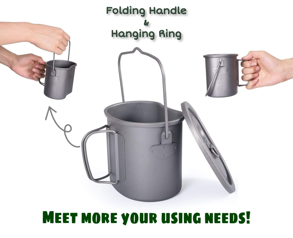 Boundless Voyage 800ml capacity pot ready for camping meals.