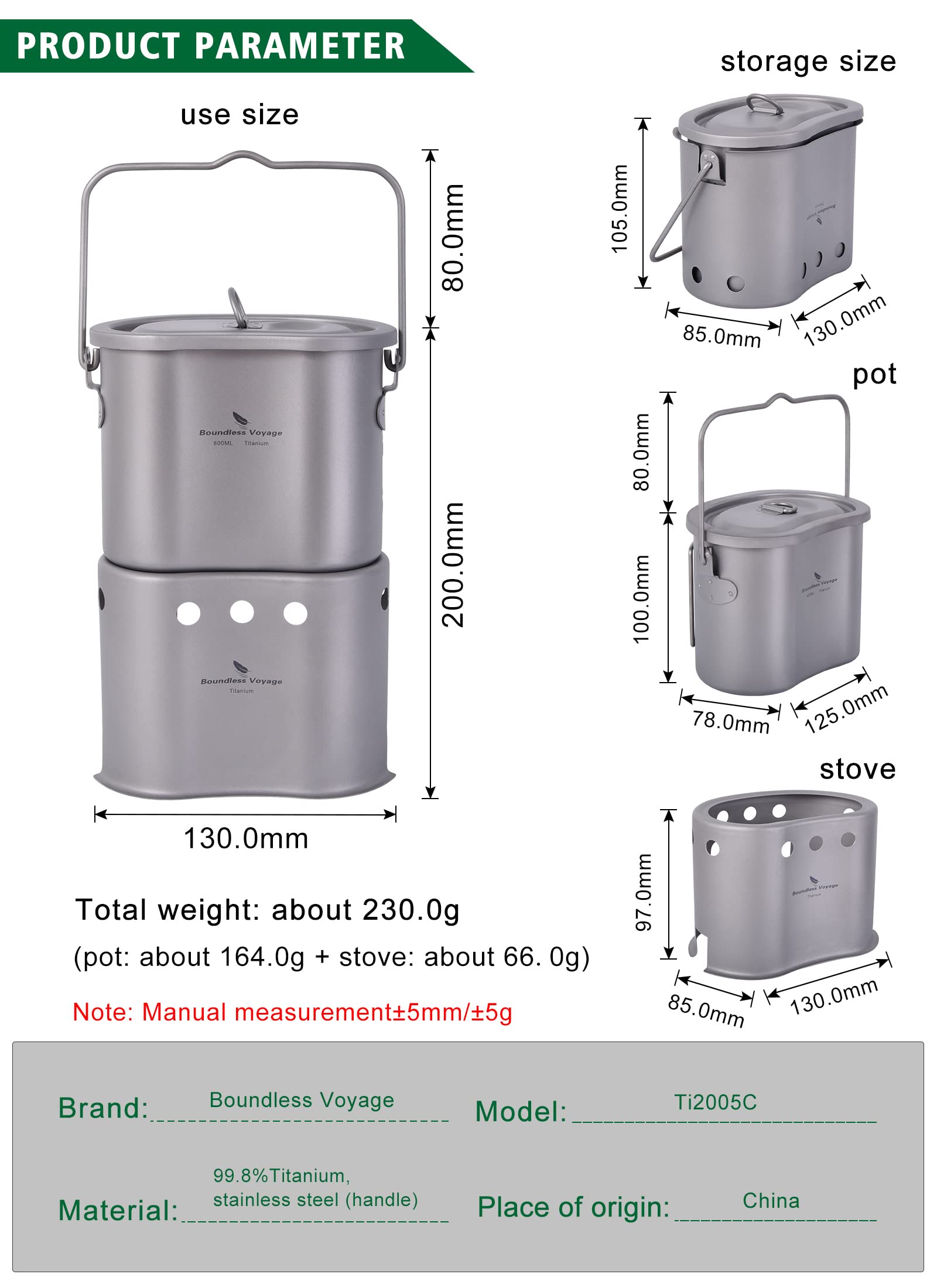Boundless Voyage titanium pot and stove stored compactly for backpacking.