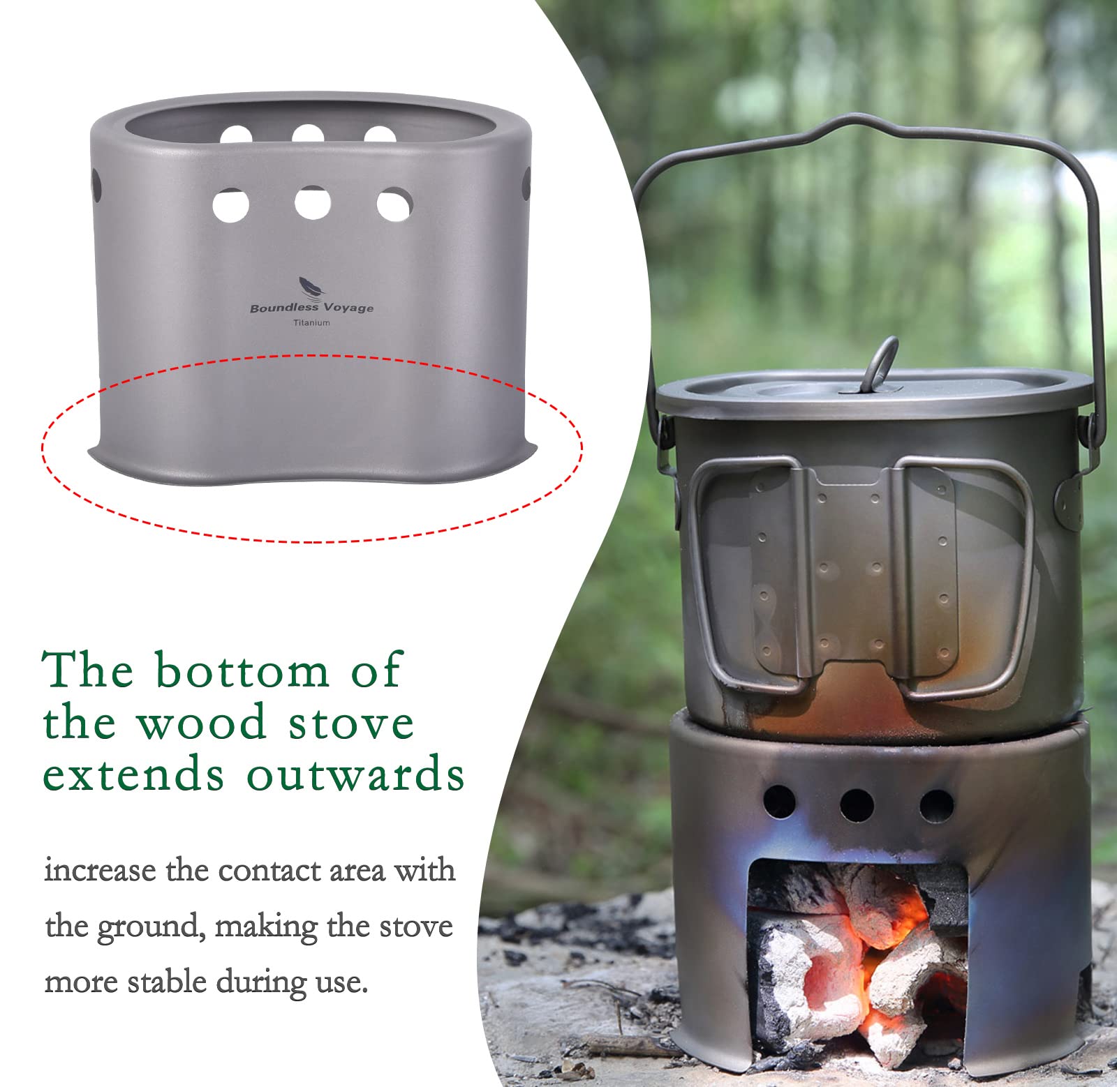 Boundless Voyage pot on stable ground during outdoor cooking.