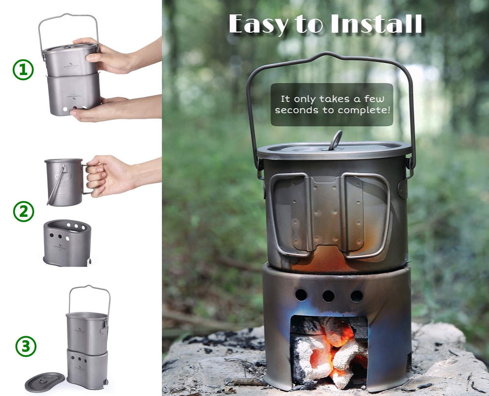Boundless Voyage pot with hanging ring used as cup in camp.