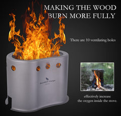 Boundless Voyage pot with ventilation holes improve wood-burning efficiency.