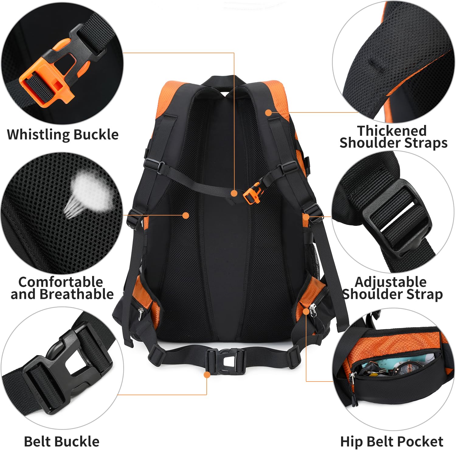 BOVIP 40L backpack laptop-friendly main compartment fits 15.6-inch laptop