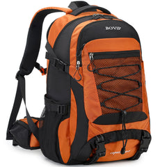 BOVIP 40L hiking backpack waterproof in orange protecting gear during light rain