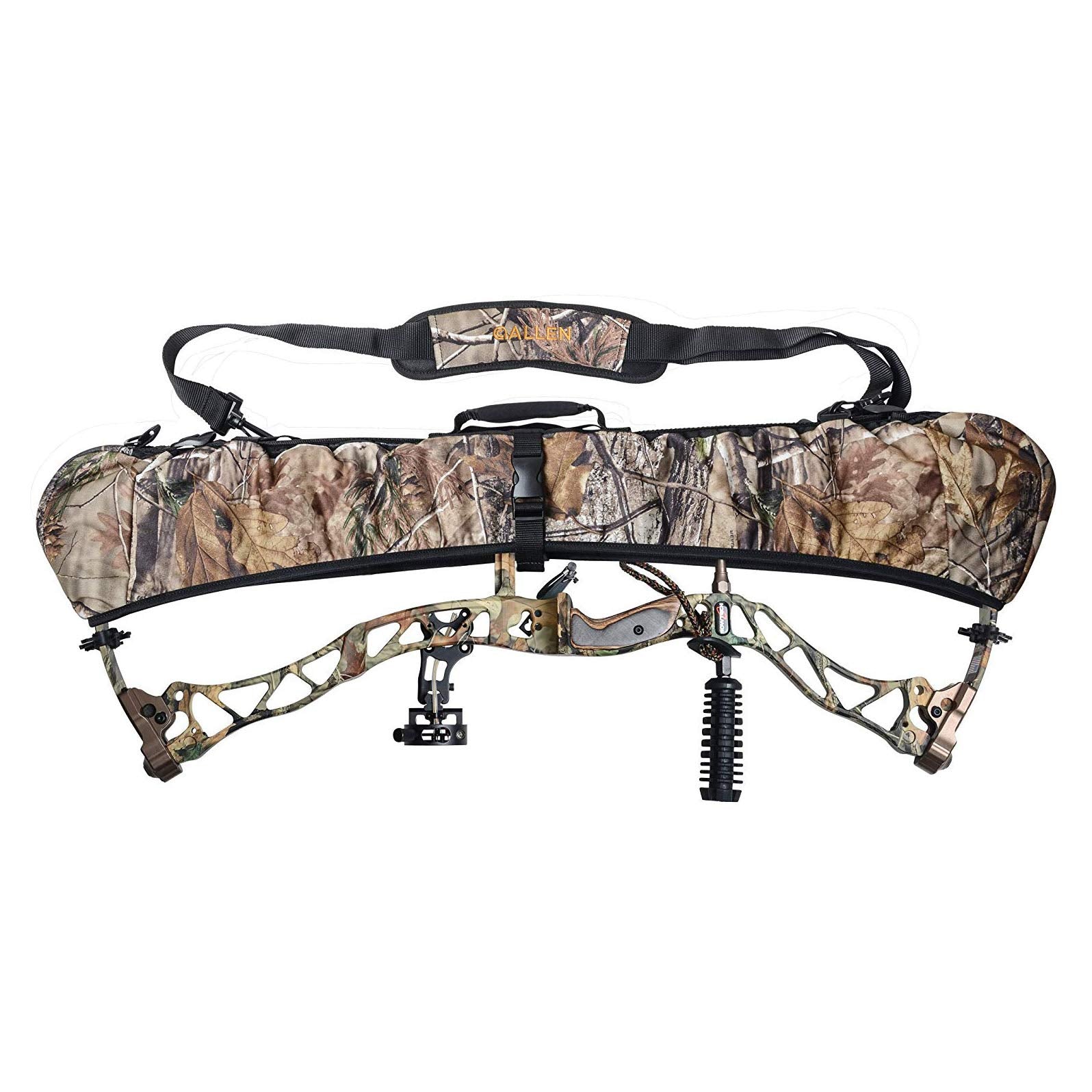 Bow sling protecting cams with Realtree Xtra fabric