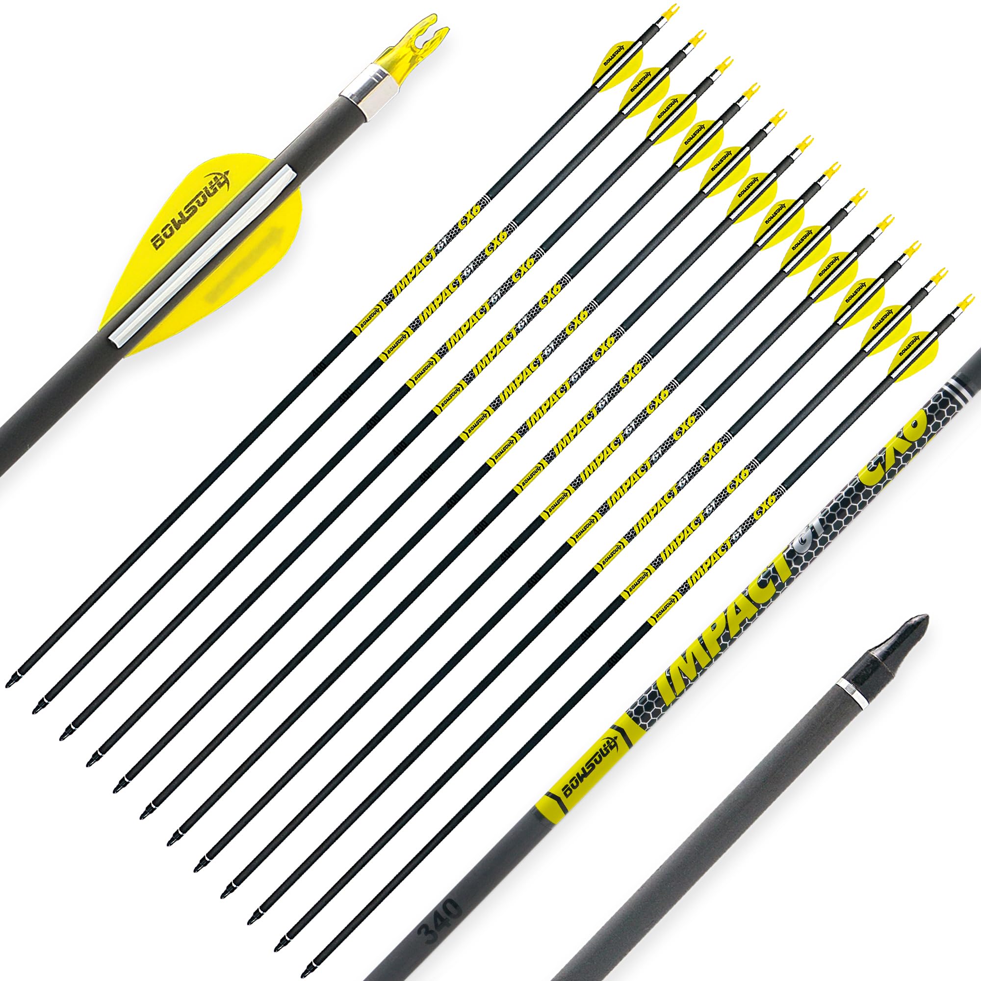 BOWSOUL carbon arrow 30-inch full-length shaft for precise flight in target practice.