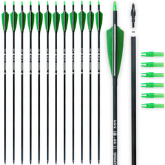 BOWSOUL carbon arrow 31.5in shaft in green white for stable longbow flight