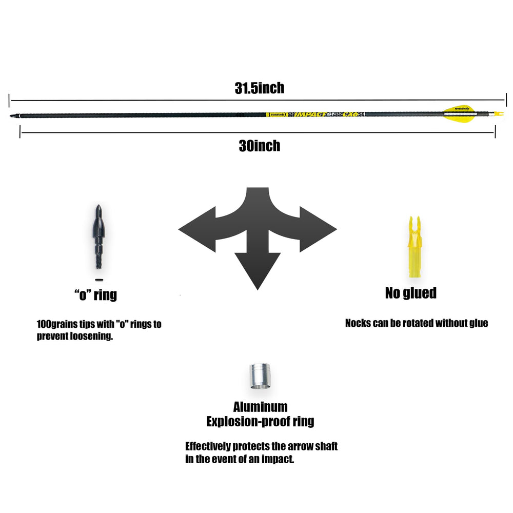 BOWSOUL carbon arrow with removable tips for versatile hunting and training setups.