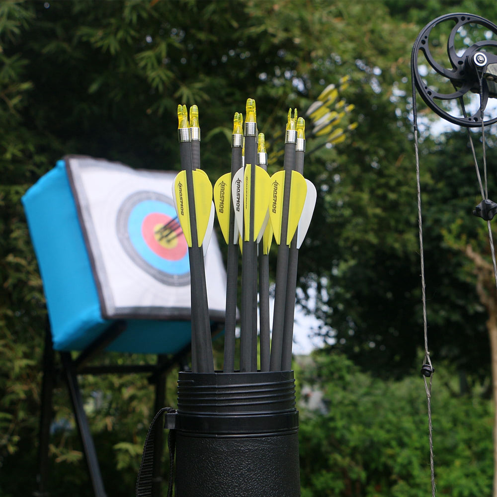 BOWSOUL carbon fiber arrows deliver high strength-to-weight ratio for durable practice.
