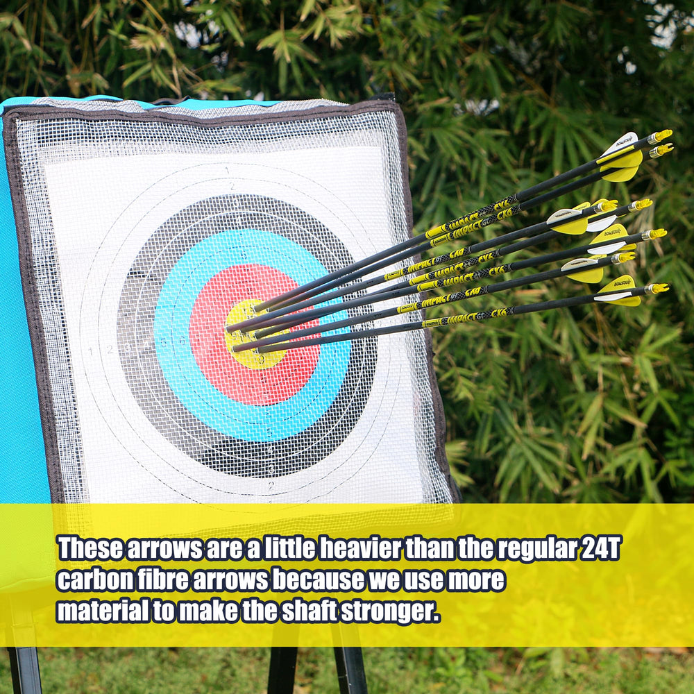 BOWSOUL carbon arrow 100-grain removable tips enable quick setup for hunting targets.