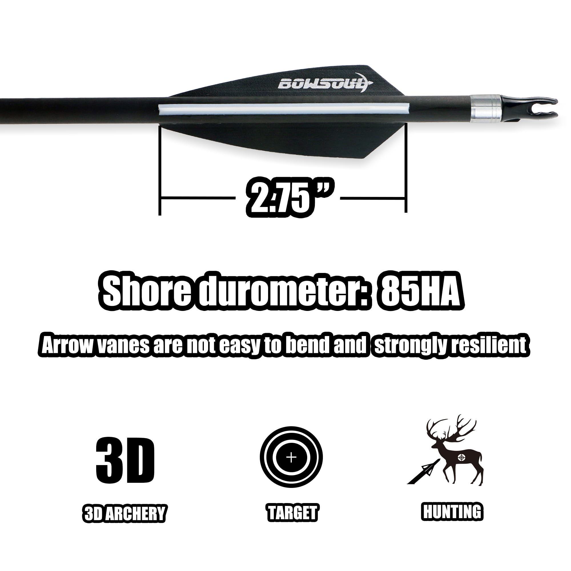 BOWSOUL carbon shaft close-up reveals inner diameter details for precision sizing.