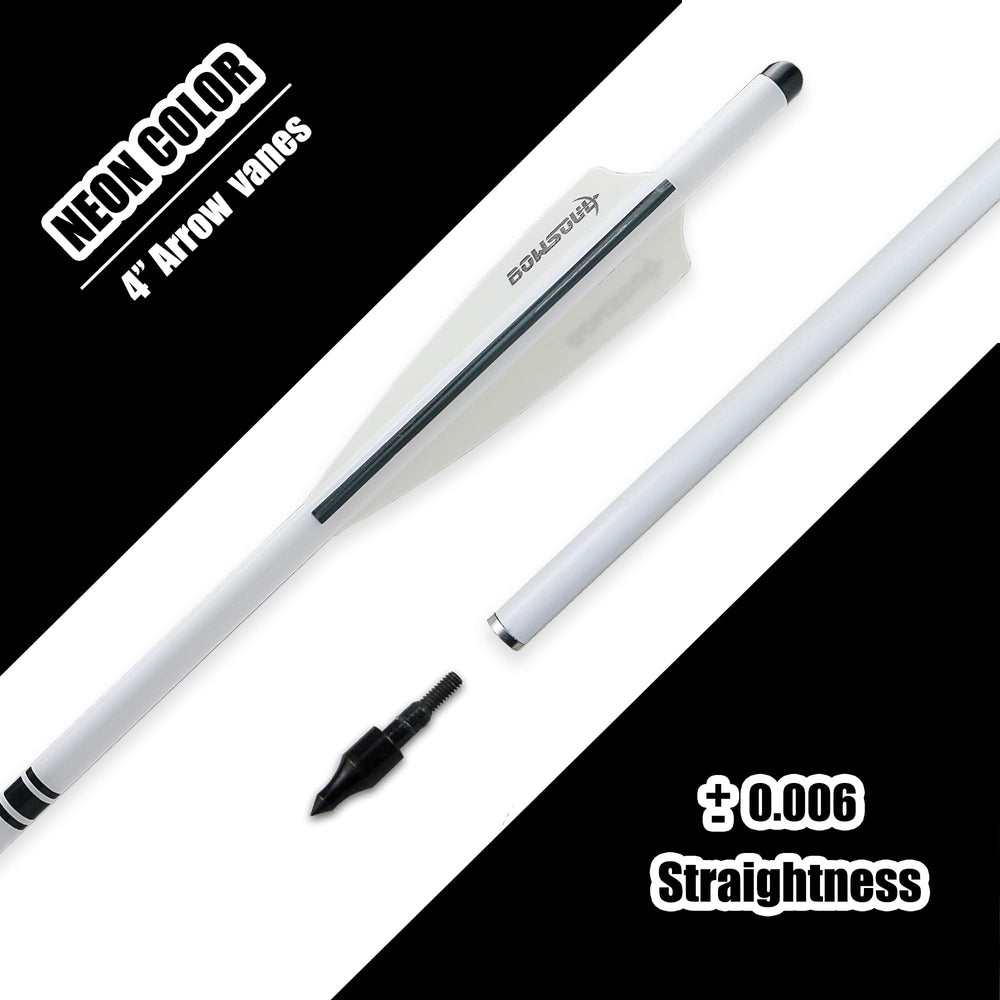 BOWSOUL bolts have 4-inch white and black TPU vanes for stable flight.