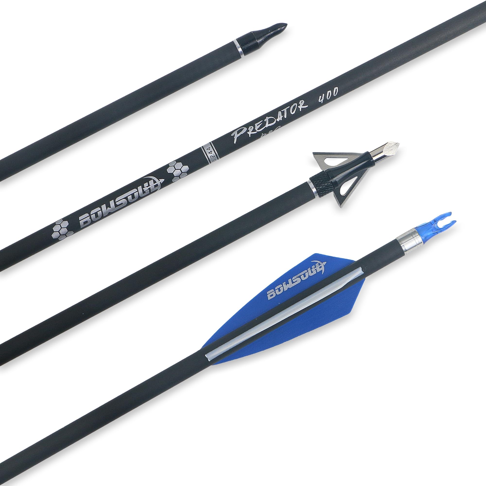 BOWSOUL replaceable 100-grain inserts enable flexible broadhead use.