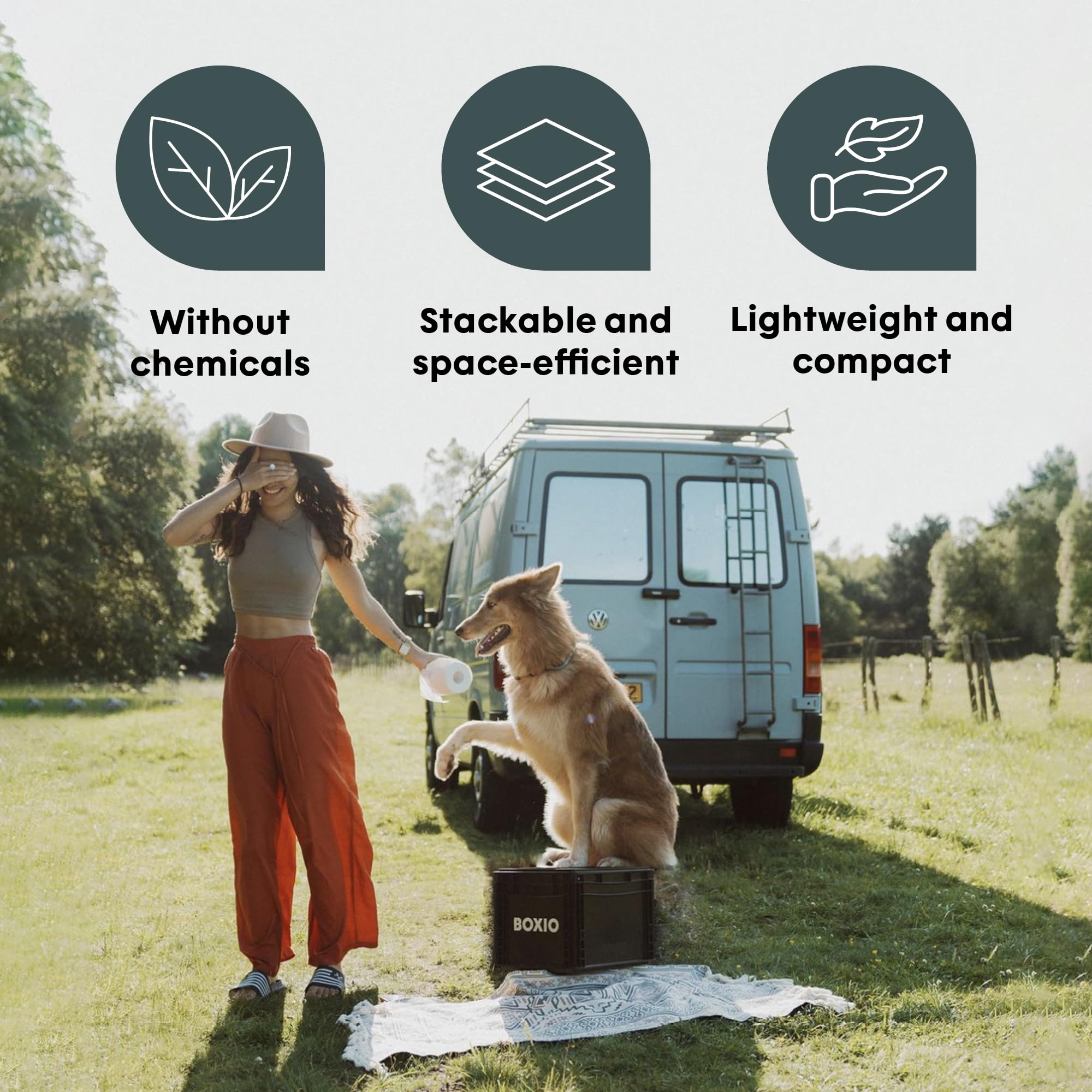 BOXIO hemp litter for clean, dry waste management on the go