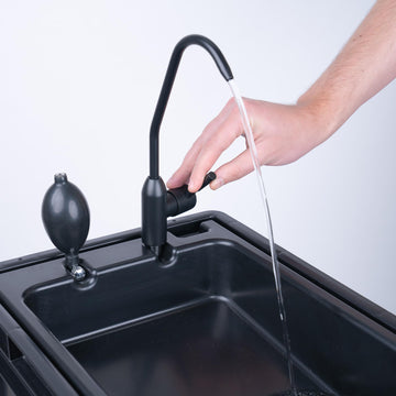 BOXIO Wash home-sink-on-the-go shows home-like washing outdoors