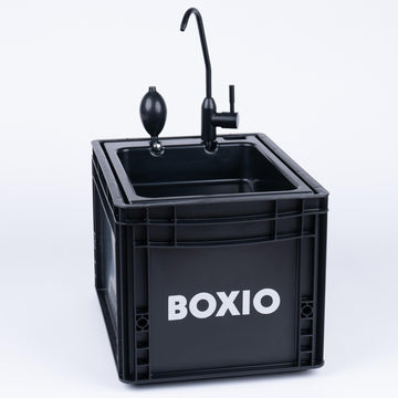 BOXIO Wash outdoor-kitchen setup keeps hygiene stations organized