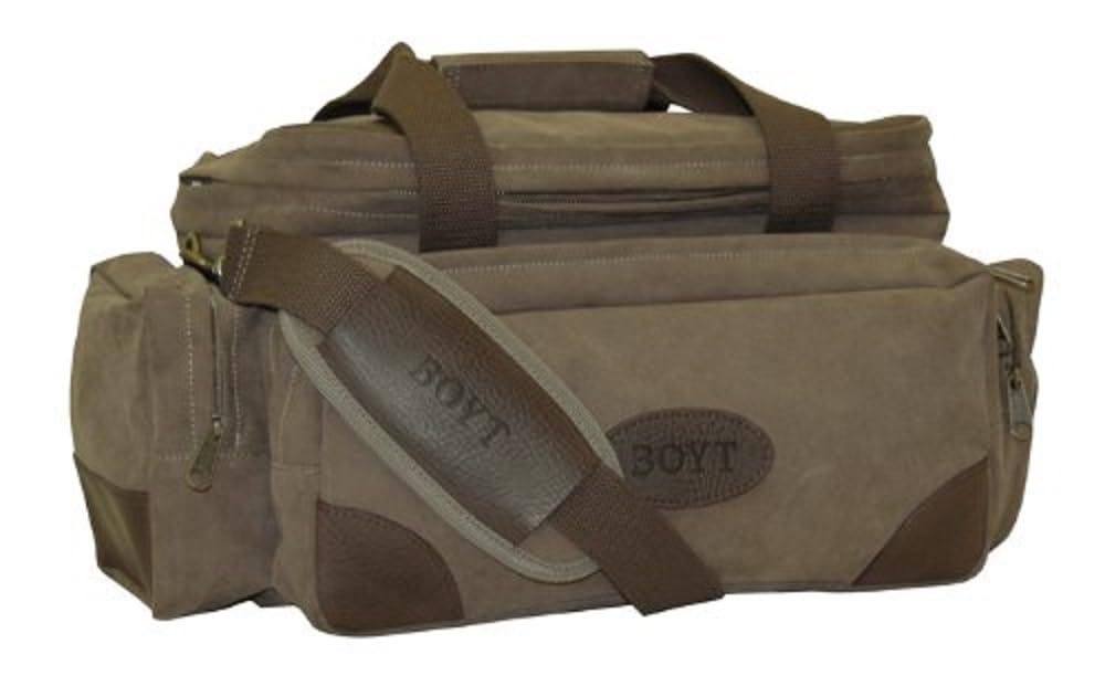 Boyt Harness Plantation Range Bag taupe, durable field bag with leather trim.