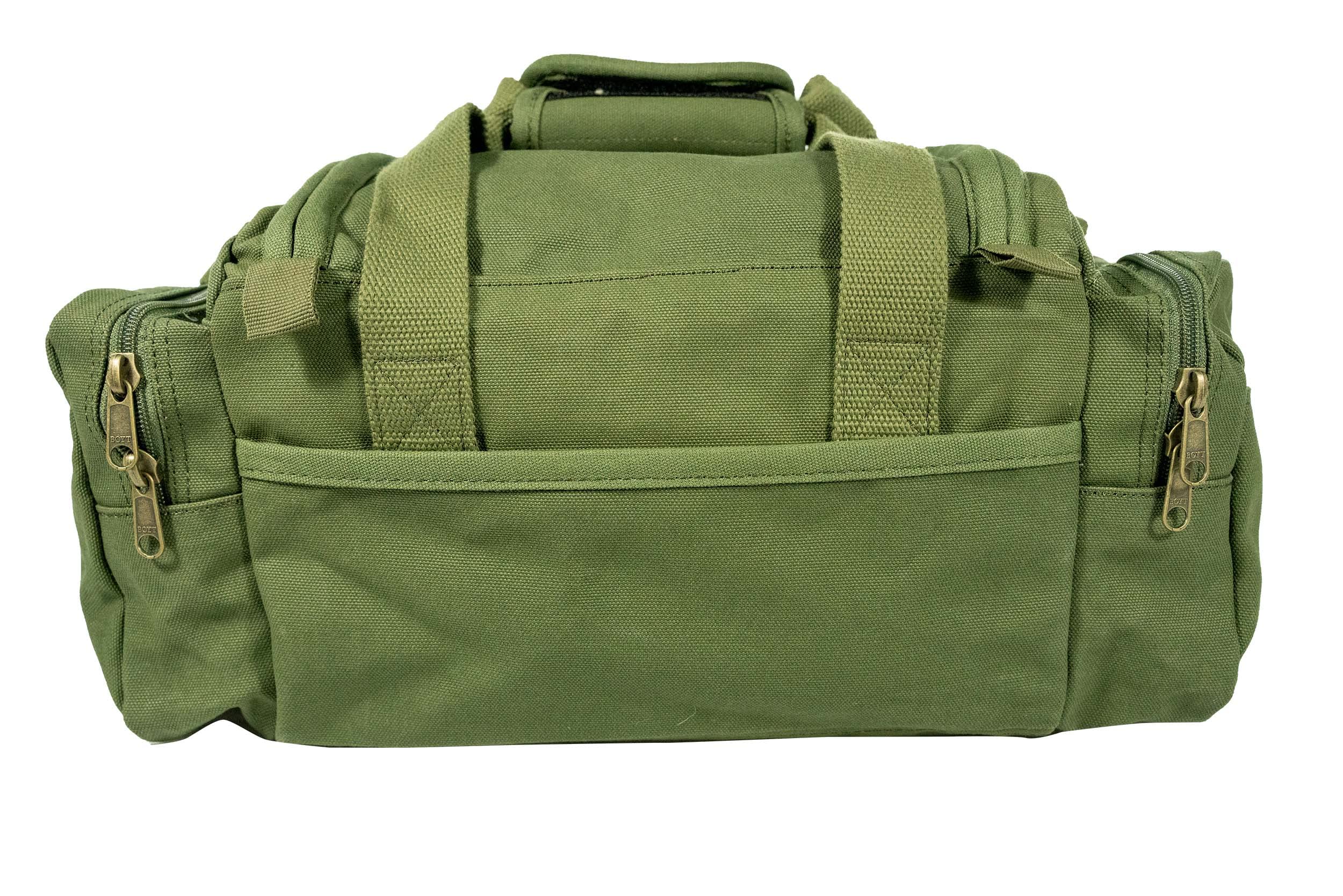 Boyt Harness Sporting Clays Bag OD Green highlighting dry-wax canvas texture.