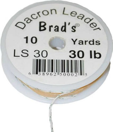 Brad's Dacron leader spool showcasing 30 lb strength for reliable hand-tied leaders