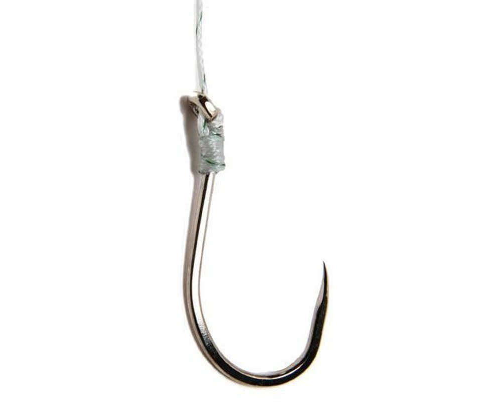 Brad's hand tied leader 80lb with barbless 6/0 hook, ideal for big-game freshwater fishing