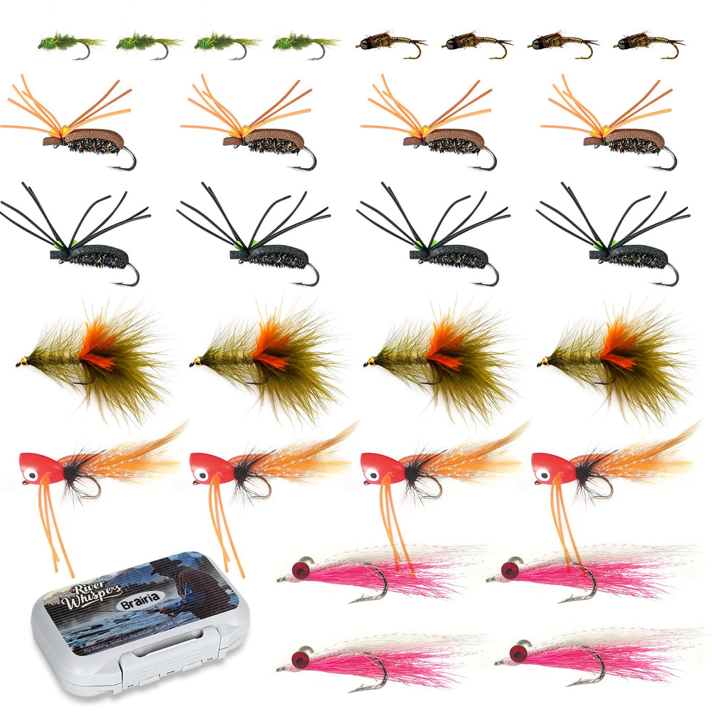 BRAIRIA 28PCS Stillwater Fly Fishing Flies Set in waterproof pocket box