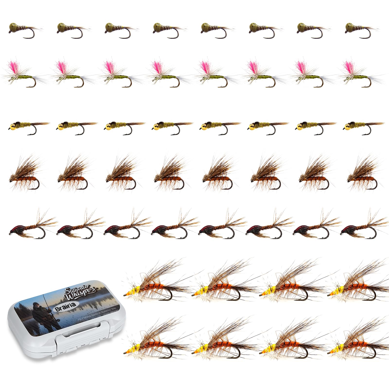 Brairia 48pcs fly set cover with UV-printed box