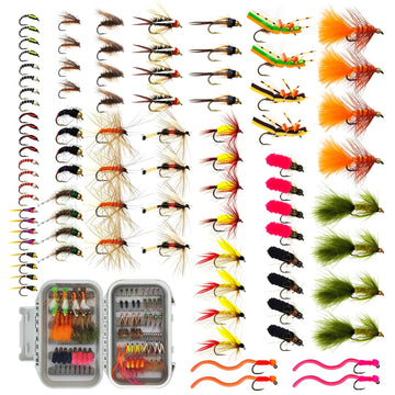 Brairia fly assortment showing a mix of dry, wet, and nymph patterns for trout