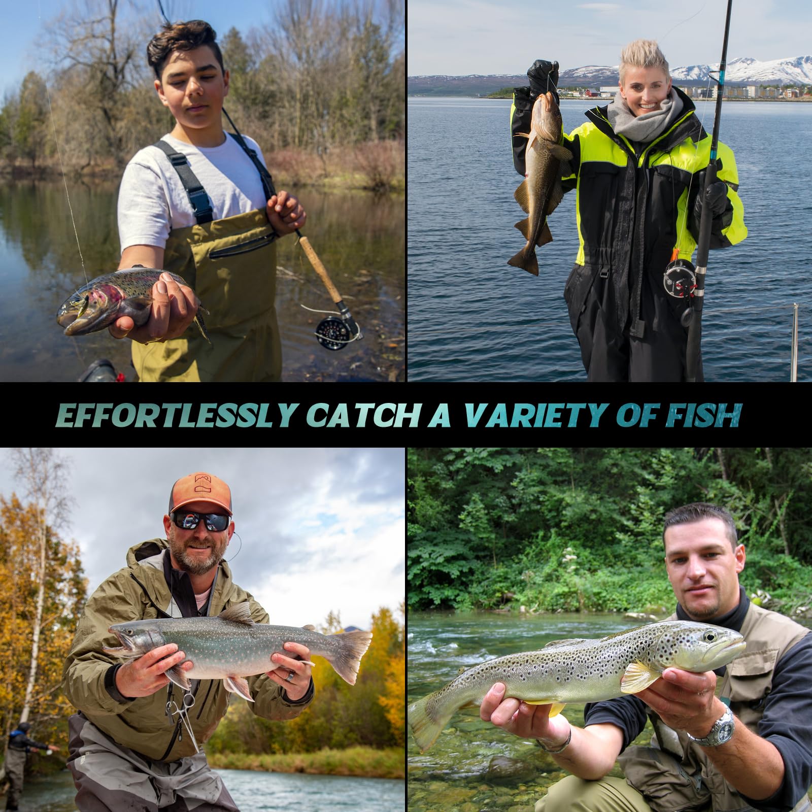Target fish: Trout and Bass flies featured in the set