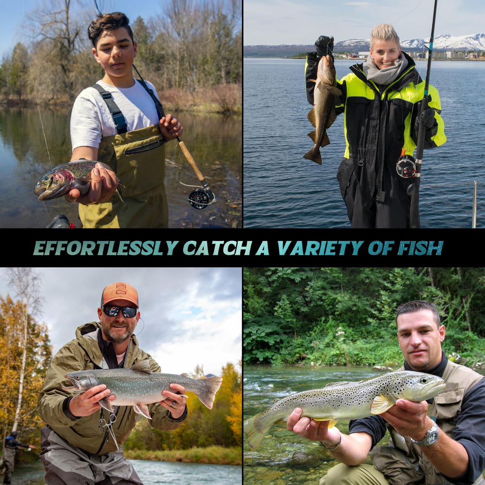 Target fish: Trout and Bass flies featured in the set