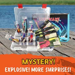 Brairia Mystery Tackle Box soft baits showcase versatile freshwater options.