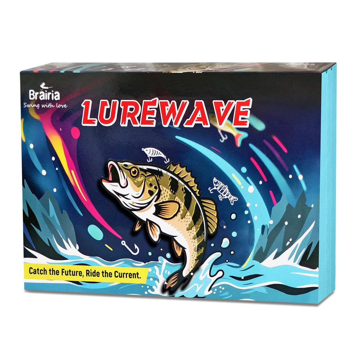 Brairia Mystery Tackle Box unboxing shows bass lure variety.