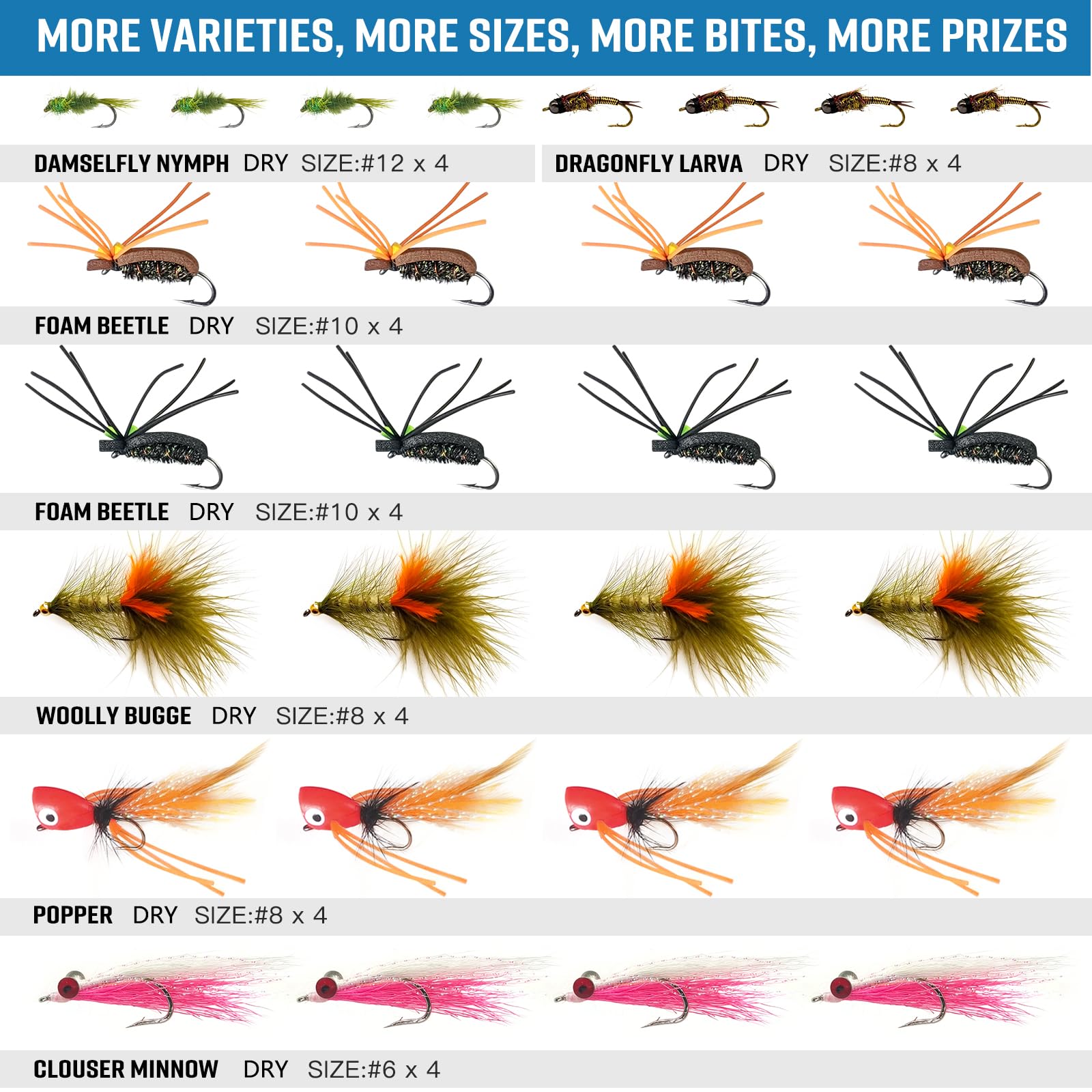 Woolly Bugger and Clouser Minnow flies included