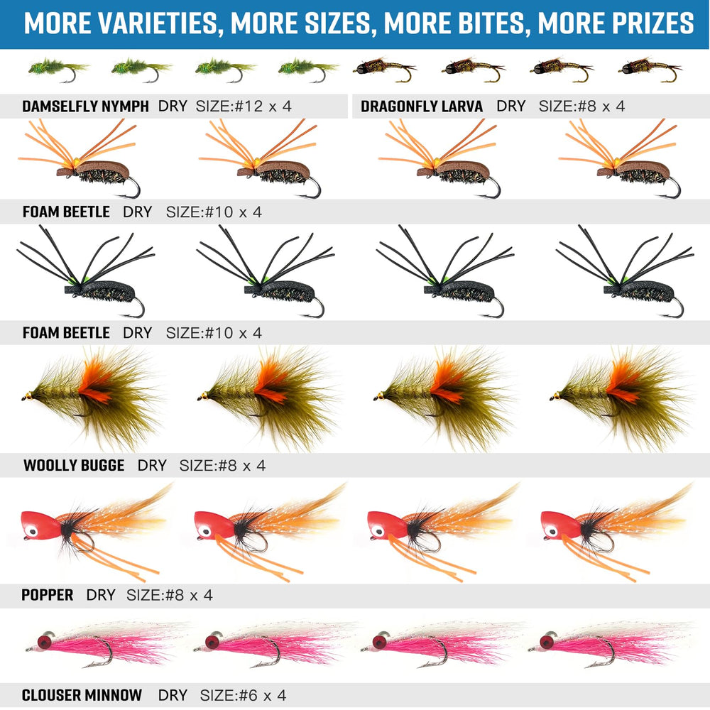 Woolly Bugger and Clouser Minnow flies included