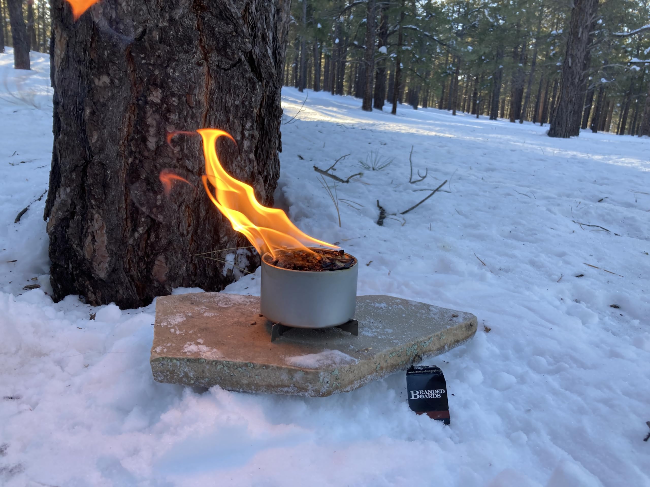 Branded Boards burn time 4 to 5 hours for outdoor warmth.
