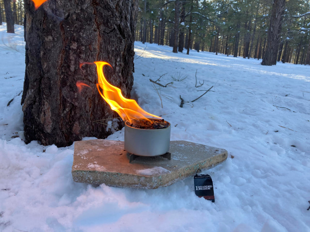Branded Boards burn time 4 to 5 hours for outdoor warmth.