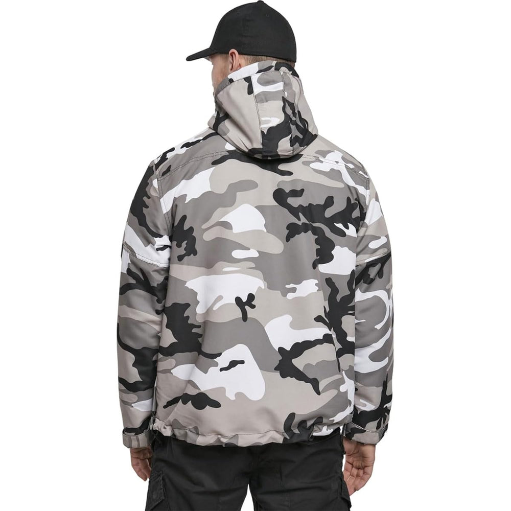 Brandit windbreaker pocket detail featuring zipper pockets for secure storage